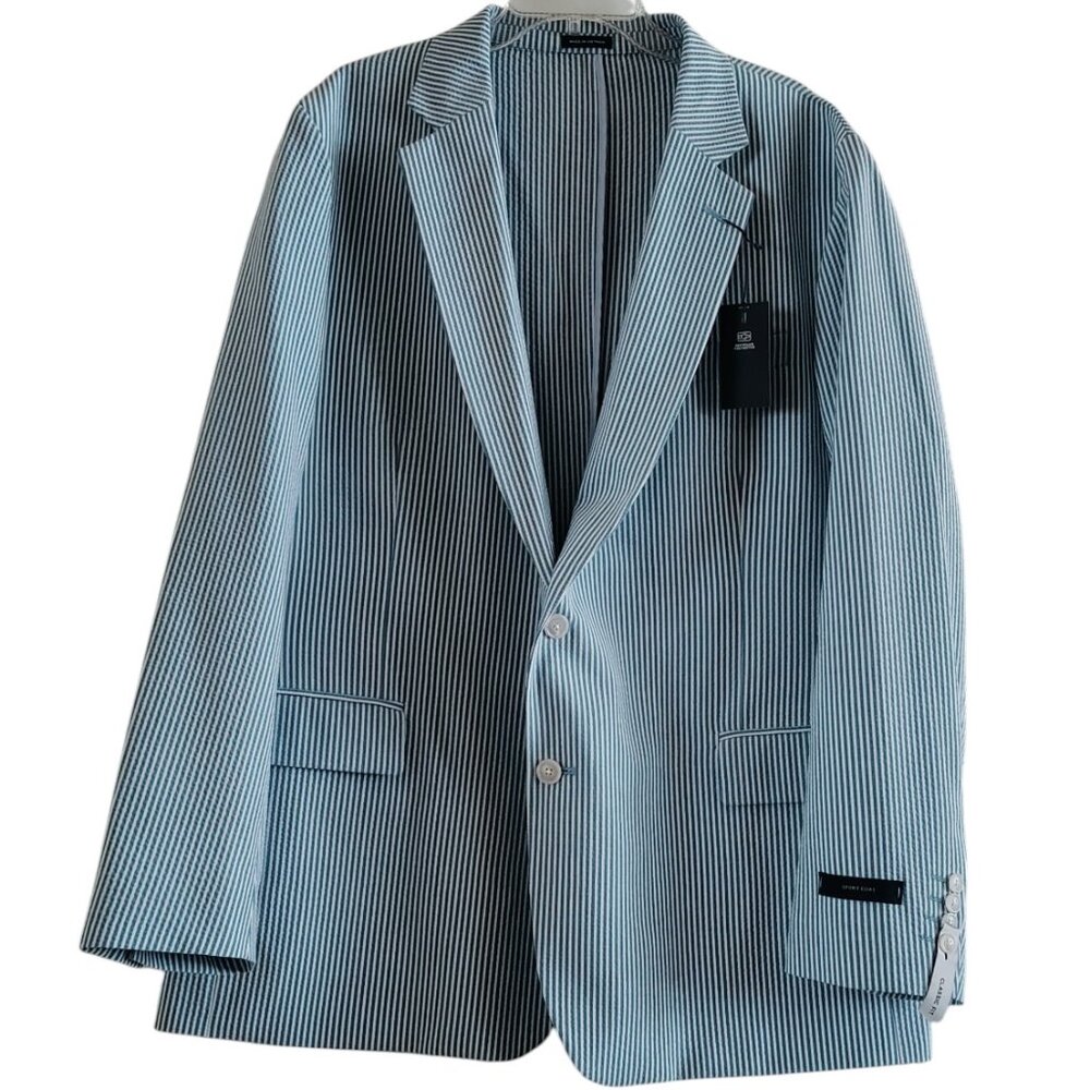 Stafford Men's Classic Fit Seersucker Sport Coat - Blue Sze 52 REG